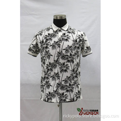 95%Cotton 5%Spandex Solid PK With Printing Shirts